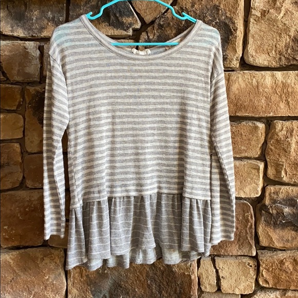 Altar'd State Tops - Grey & white striped top